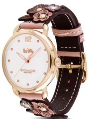 Coach Delancey Watch with Floral Applique Featuring Pink Band